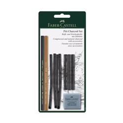FAB-18-112996 - FABER CASTELL CHARCOAL PITT SET 5xPencils, 3xSticks, Erase